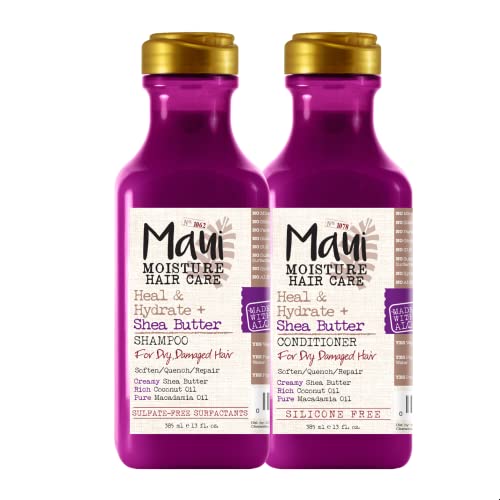 0052800680364 - MAUI MOISTURE HEAL & HYDRATE + SHEA BUTTER SHAMPOO TO REPAIR & DEEPLY MOISTURIZE TIGHT CURLY HAIR WITH COCONUT & MACADEMIA OILS, VEGAN, SILICONE, PARABEN & SULFATE-FREE, 13 FL OZ