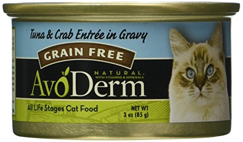 0052907622182 - AVODERM NATURAL ENTREE TUNA AND CRAB IN GRAVY FOR CATS, 3-OUNCE CANS, CASE OF 24