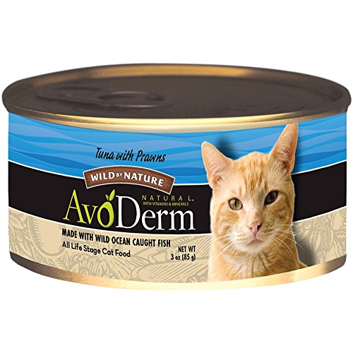 0052907622281 - AVODERM NATURAL WILD BY NATURE TUNA WITH PRAWNS CAT FOOD, 3-OUNCE CANS, CASE OF 24