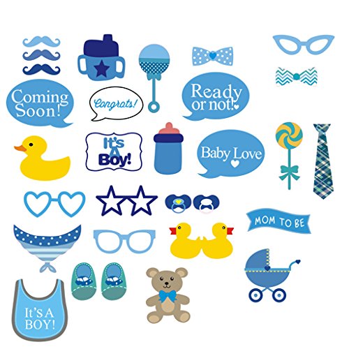 0053119797729 - IT'S A BOY BABY SHOWER PARTY PHOTO BOOTH PROPS KITS ON STICKS SET OF 31PCS