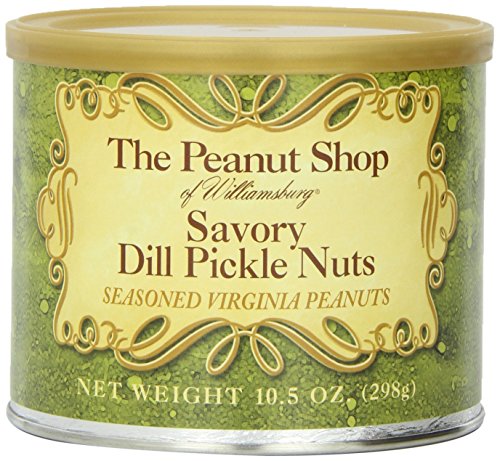 0053136892612 - THE PEANUT SHOP OF WILLIAMSBURG SAVORY DILL PICKLE NUTS, 10.5-OUNCE TIN
