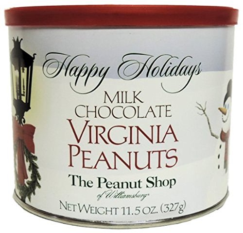 0053136892964 - THE PEANUT SHOP OF WILLIAMSBURG DOUBLE DIPPED VIRGINIA PEANUT HOLIDAY SNOWFALL TIN, MILK CHOCOLATE, 11.5 OUNCE (PACK OF 12)