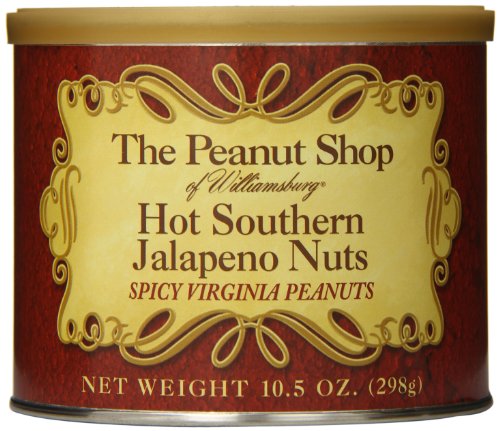 0053136893602 - THE PEANUT SHOP OF WILLIAMSBURG HOT SOUTHERN JALAPENO NUTS, 10.5 OUNCE