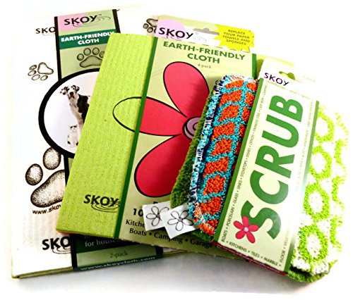 0053176073347 - SET OF 3 SKOY PRODUCTS~1 SKOY CLOTH MIXED COLORS W/ FLOWER(4 PK) 1 SKOY SCRUB SET(2 PK), AND 1 LARGE SET W/ PAW PRINTS (2 PK)