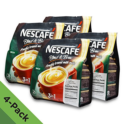 0053176481975 - 4 PACK - NESCAFÉ 3 IN 1 RICH INSTANT COFFEE (100 STICKS TOTAL) ★ MADE FROM PREMIUM QUALITY BEANS ★ OFFERS A RELAXING FLAVOR BUT WITH STRONG, SOLID ESSENCE AND AROMA ★ HAS A RICHER TASTE THAN NESCAFÉ 3 IN 1 ORIGINAL ★ SERVE HOT OR COLD ★ FROM NESTLÉ MALAY