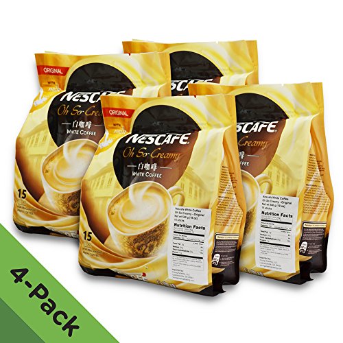 0053176482019 - 4 PACK - NESCAFÉ IPOH WHITE COFFEE ORIGINAL (60 SACHETS TOTAL) - OH SO CREAMY ★ PREMIX INSTANT COFFEE ★ DELICIOUSLY MILKY, CREAMY AND AROMATIC COFFEE WITH A RICH LAYER OF FOAM ★ JUST MIX WITH WATER, NO NEED OF SUGAR AND CREAMER ★ MADE FROM QUALITY BEAN
