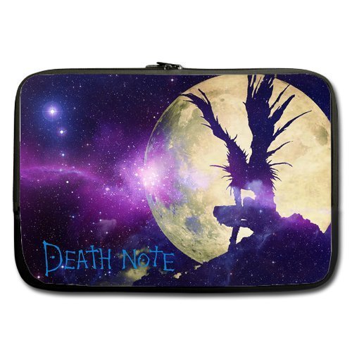 0534610388833 - JAPANESE CARTOON ANIME DEATH NOTE LIGHT YAGAMI MOON PURPLE BLACK CUSTOM LAPTOP SLEEVE CASE COVER BAG FITS ALL 15 INCH NOTEBOOK LAPTOP(ONE SIDE)