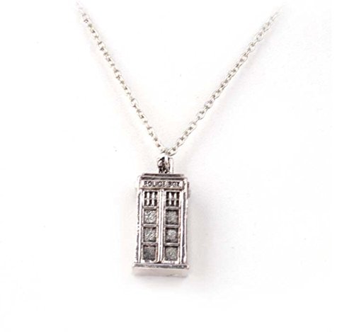 0535251368796 - DR MYSTERIOUS NECKLACE NEW CLASSIC ANCIENT SILVER DOCTOR WHO NECKLACE EARRING TARDIS PENDANT (SILVER PENDANT)