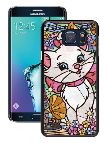 5358037356443 - S6 EDGE PLUS CASE,LOVELY MARIE CAT STAINED GLASS BLACK SAMSUNG GALAXY S6 EDGE+ PHONE CASE,POPULAR COVER