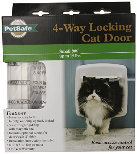 0053592400208 - PETSAFE 4-WAY LOCKING CAT DOOR, EXTERIOR/INTERIOR, WHITE
