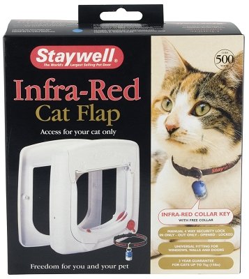 0053592400277 - PETSAFE STAYWELL INFRARED 4-WAY LOCKING CAT FLAP, WHITE