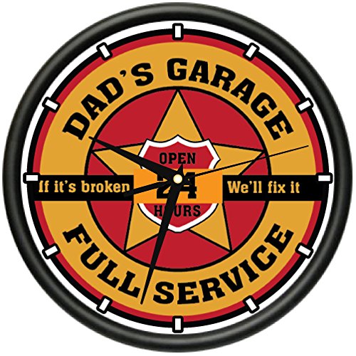 0053722019218 - DAD'S GARAGE WALL CLOCK MAN ROOM CAR MECHANIC AUTO REPAIR SHOP GIFT
