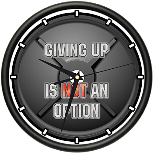 0053722019898 - GIVING UP IS NOT AN OPTION WALL CLOCK GYM WORKOUT INSPIRATION WEIGHTS GIFT