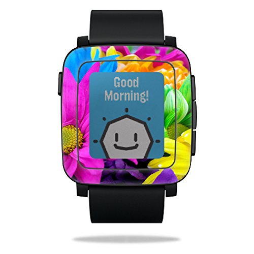 0053722054967 - MIGHTYSKINS PROTECTIVE VINYL SKIN DECAL FOR PEBBLE TIME SMART WATCH COVER WRAP STICKER SKINS COLORFUL FLOWERS