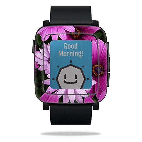 0053722056343 - MIGHTYSKINS PROTECTIVE VINYL SKIN DECAL FOR PEBBLE TIME SMART WATCH COVER WRAP STICKER SKINS PURPLE FLOWERS