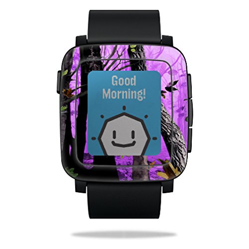 0053722056404 - MIGHTYSKINS PROTECTIVE VINYL SKIN DECAL FOR PEBBLE TIME SMART WATCH COVER WRAP STICKER SKINS PURPLE TREE CAMO