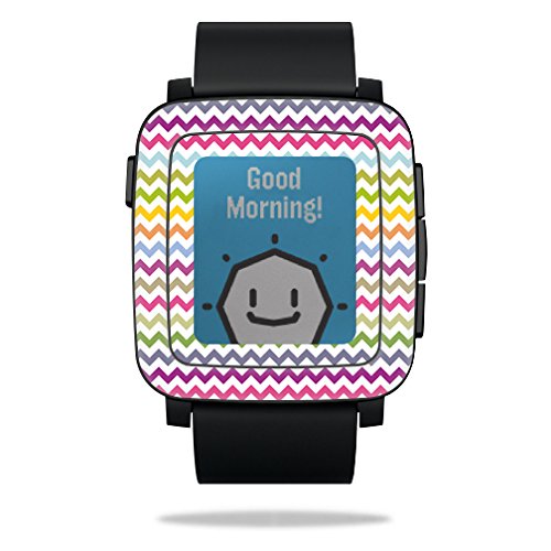 0053722056428 - MIGHTYSKINS PROTECTIVE VINYL SKIN DECAL FOR PEBBLE TIME SMART WATCH COVER WRAP STICKER SKINS RAINBOW CHEVRON