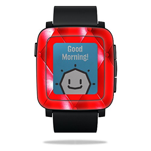 0053722056534 - MIGHTYSKINS PROTECTIVE VINYL SKIN DECAL FOR PEBBLE TIME SMART WATCH COVER WRAP STICKER SKINS RED UPHOLSTERY