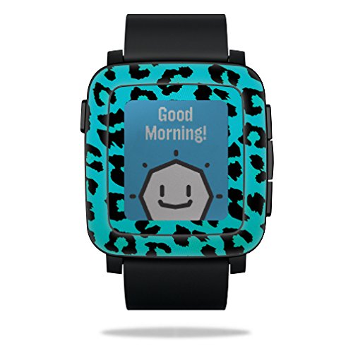 0053722056800 - MIGHTYSKINS PROTECTIVE VINYL SKIN DECAL FOR PEBBLE TIME SMART WATCH COVER WRAP STICKER SKINS TEAL LEOPARD