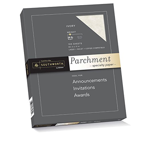 5374489051538 - PARCHMENT SPECIALTY PAPER 24 LBS 8-1/2 X 11 - 100/BOX, IVORY