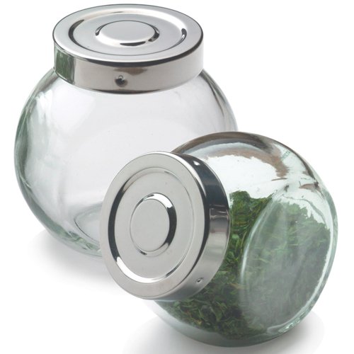 0053796402053 - GLASS BALL SPICE BOTTLE WITH STAINLESS STEEL LID