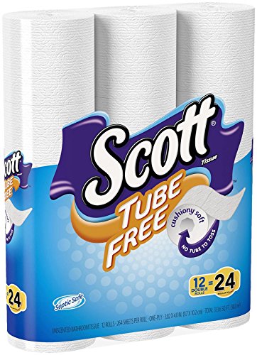 0054000448850 - SCOTT TUBE-FREE TOILET PAPER UNSCENTED BATH TISSUE, 12 DOUBLE ROLLS, 3.82X4-INCH