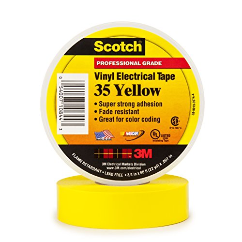 0054007108443 - 3M SCOTCH #35 ELECTRICAL TAPE 10844-BA-10, 3/4-INCH BY 66-FOOT BY 0.007-INCH, YELLOW