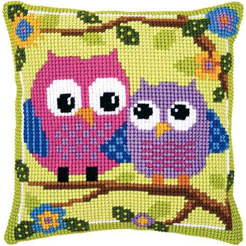 5413480369232 - VERVACO OWLS ON A BRANCH CUSHION CROSS STITCH KIT, 15.75 BY 15.75