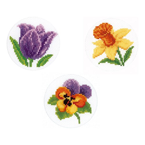 5413480404094 - VERVACO FLOWERS GREETING CARDS COUNTED CROSS-STITCH KIT
