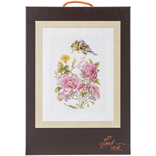 5413480439966 - VERVACO LANARTE FINCHES ON COTTON COUNTED CROSS STITCH KIT, 10.75 BY 14.5