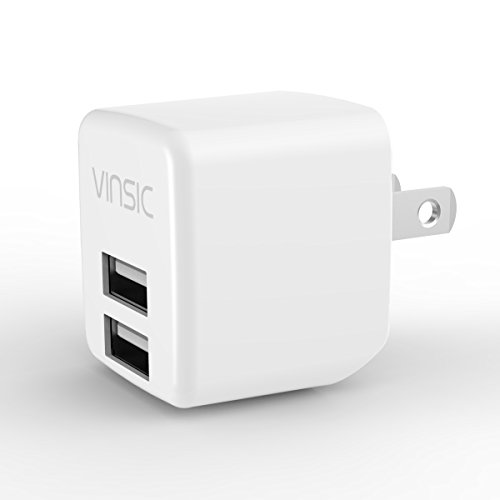 5434561164317 - USB CHARGER, VINSIC 2.4A USB CHARGER 12W DUAL USB WALL CHARGER FOR IPHONE 5 5S 5C, IPAD, SAMSUNG GALAXY, AND ANDROID OR USB DEVICES (WHITE)