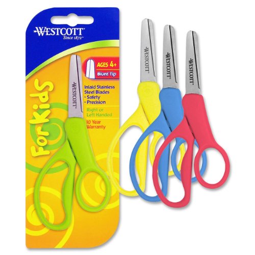 5437543758030 - WESTCOTT SCHOOL LEFT AND RIGHT HANDED KIDS SCISSORS, 5-INCH, BLUNT, COLORS VARY
