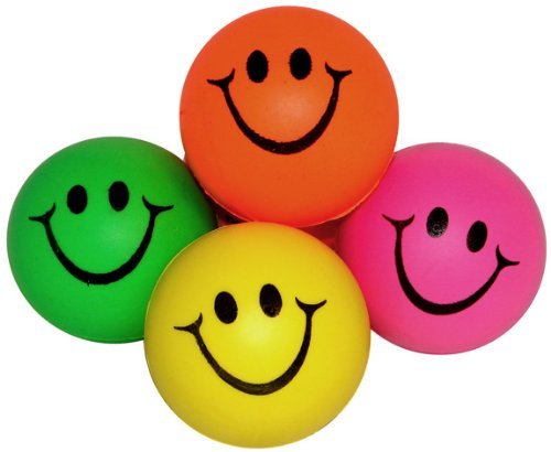 5437543794878 - MINI NEON SMILE FACE RELAXABLE BALLS (1 DZ) ASSORTED COLORS