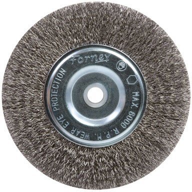 5448095540370 - FORNEY 72747 WIRE BENCH WHEEL BRUSH, FINE CRIMPED WITH 1/2-INCH AND 5/8-INCH ARBOR, 6-INCH-BY-.008-INCH