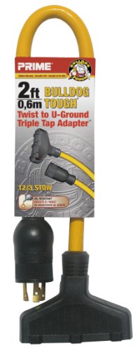 0054732200986 - PRIME WIRE AD060802 2-FEET 12/3 STOW TWIST TO U-GROUND TRIPLE TAP ADAPTER, YELLO