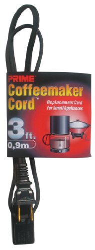 0054732300044 - PRIME HC100503 COFFEE MAKER AND SMALL APPLIANCE POWER SUPPLY CORD, BLACK, 3-FEET