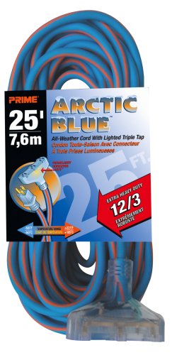 0054732301973 - PRIME LT630825 ULTRA HEAVY DUTY 25-FOOT TRIPLE TAP ARTIC BLUE ALL-WEATHER TPE EXTENSION CORD