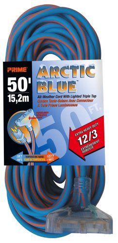 0054732301980 - PRIME LT630830 ULTRA HEAVY DUTY 50-FOOT TRIPLE TAP ARTIC BLUE ALL-WEATHER TPE EXTENSION CORD