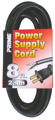 0054732601325 - PRIME PS005608 8-FEET 16/2 SJT REPLACEMENT POWER SUPPLY CORD, BLACK
