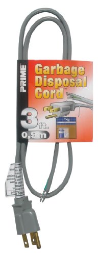 0054732601400 - PRIME PS200603 16/3 SPT-3 GARBAGE DISPOSAL POWER SUPPLY CORD, GRAY, 3-FEET