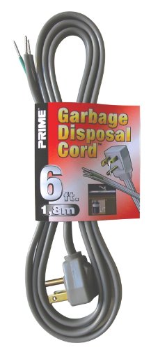 0054732601431 - PRIME PS210606 GARBAGE DISPOSAL POWER SUPPLY CORD, GRAY, 6-FEET