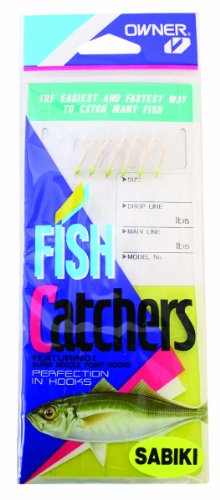 0054831002726 - OWNER SABIKI WHITE HAGE FISH SKIN BAIT CATCHER RIG (7-PACK), SIZE 10, GOLD FINISH
