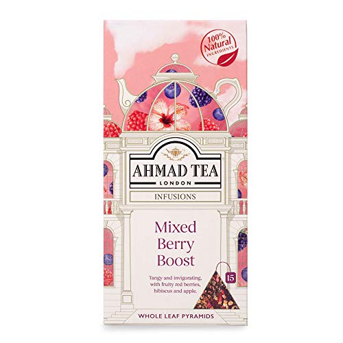 0054881021036 - AHMAD TEA WHOLE LEAF PYRAMID TEABAGS, MIXED BERRY BOOST, 15COUNT