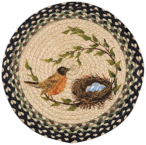 0054914023754 - EARTH RUGS 49-CH121 ROBINS NEST PRINTED ROUND CHAIRPAD WITH MATCHING TIE, 15.5