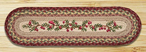 0054914026007 - EARTH RUGS 49-ST390 CRANBERRIES PRINTED OVAL STAIR TREAD, 8.25 BY 27