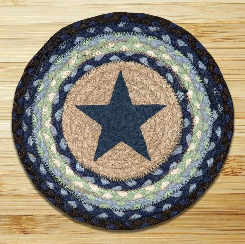 0054914027134 - EARTH RUGS 80-312 PRINTED ROUND SWATCH, BLUE STAR, 10-INCH