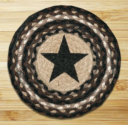 0054914027141 - EARTH RUGS 80-313 PRINTED ROUND SWATCH, 10-INCH, BLACK STAR