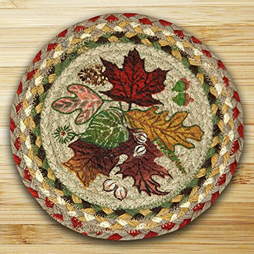 0054914028933 - EARTH RUGS 80-024 AUTUMN LEAVES ROUND PRINTED SWATCH, 10-INCH