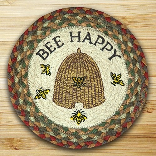0054914028995 - EARTH RUGS 80-300 PRINTED ROUND SWATCH, 10-INCH, BEE HAPPY