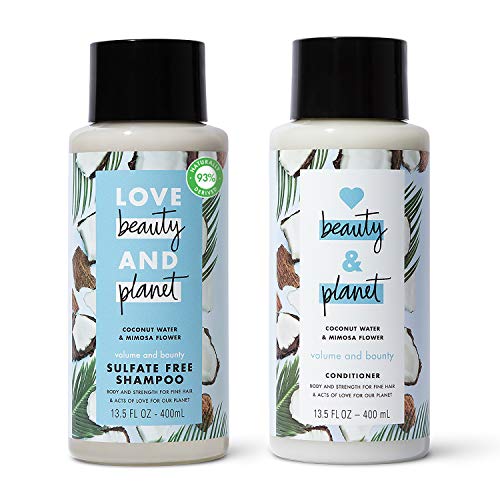 0055086001786 - LOVE BEAUTY AND PLANET VOLUMIZING SHAMPOO AND CONDITIONER, PARABEN FREE, SILICONE FREE, AND VEGAN, COCONUT WATER AND MIMOSA FLOWER, 13.5 OZ, 2 COUNT